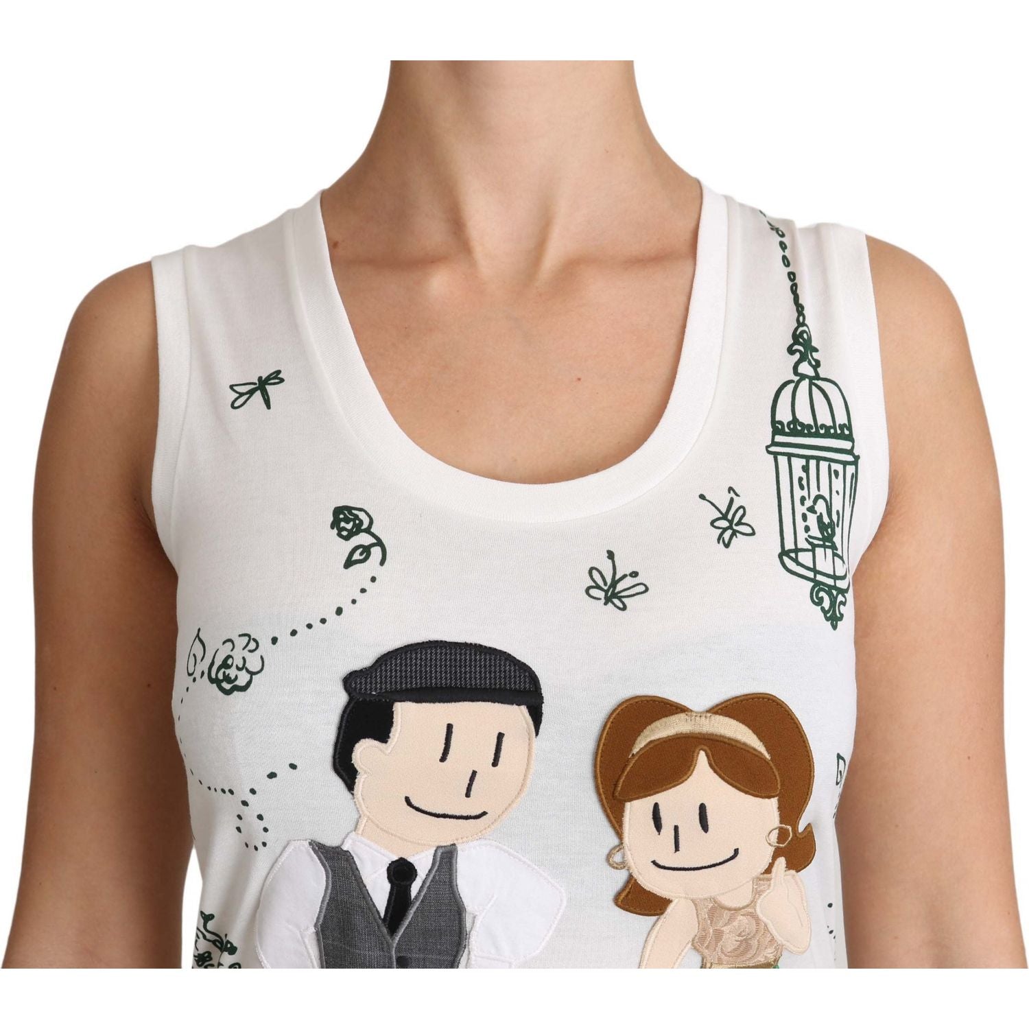 Dolce & Gabbana White Cotton #dgfamily Sleeveless Shirt Tank Top