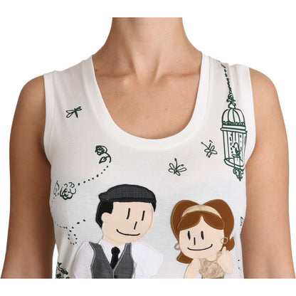 Dolce & Gabbana White Cotton #dgfamily Sleeveless Shirt Tank Top