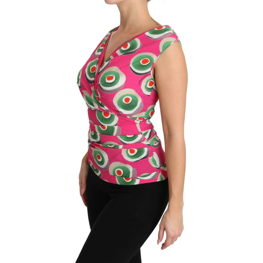 Dolce & Gabbana Pink Silk Stretch Sicilian Cake Top TSH3120-36