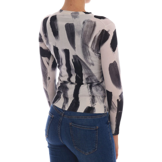 Dolce & Gabbana Cardigan Lightweight Silk Paint Stroke Sweater TSH1924-36