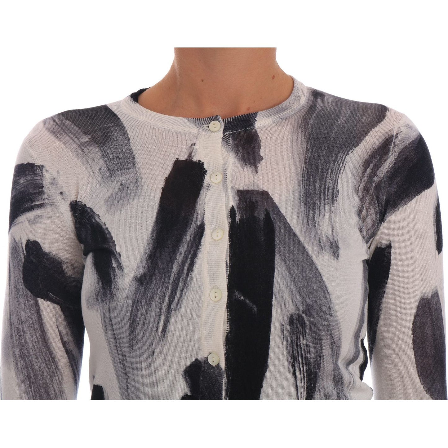 Dolce & Gabbana Cardigan Lightweight Silk Paint Stroke Sweater TSH1924-36