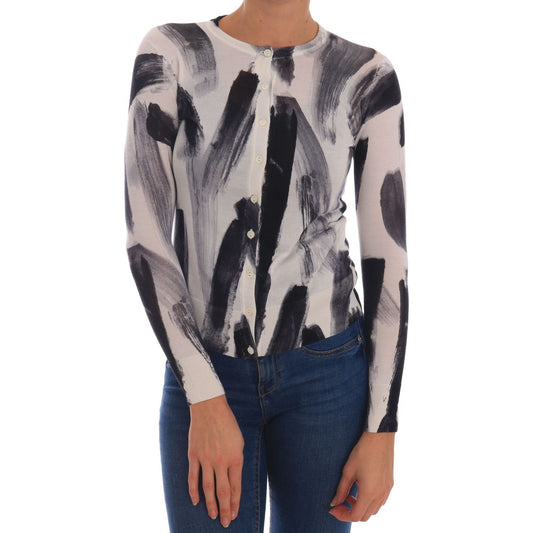 Dolce & Gabbana Cardigan Lightweight Silk Paint Stroke Sweater TSH1924-36