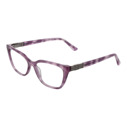 Guess Purple Women Glasses Frame, acetate full-rim rectangle style, purple color, spring hinge, size 51-15-140 with branded case.