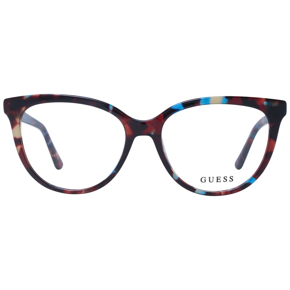 Guess Brown Women Glasses Frame with full-rim acetate cat eye style and demo lenses.