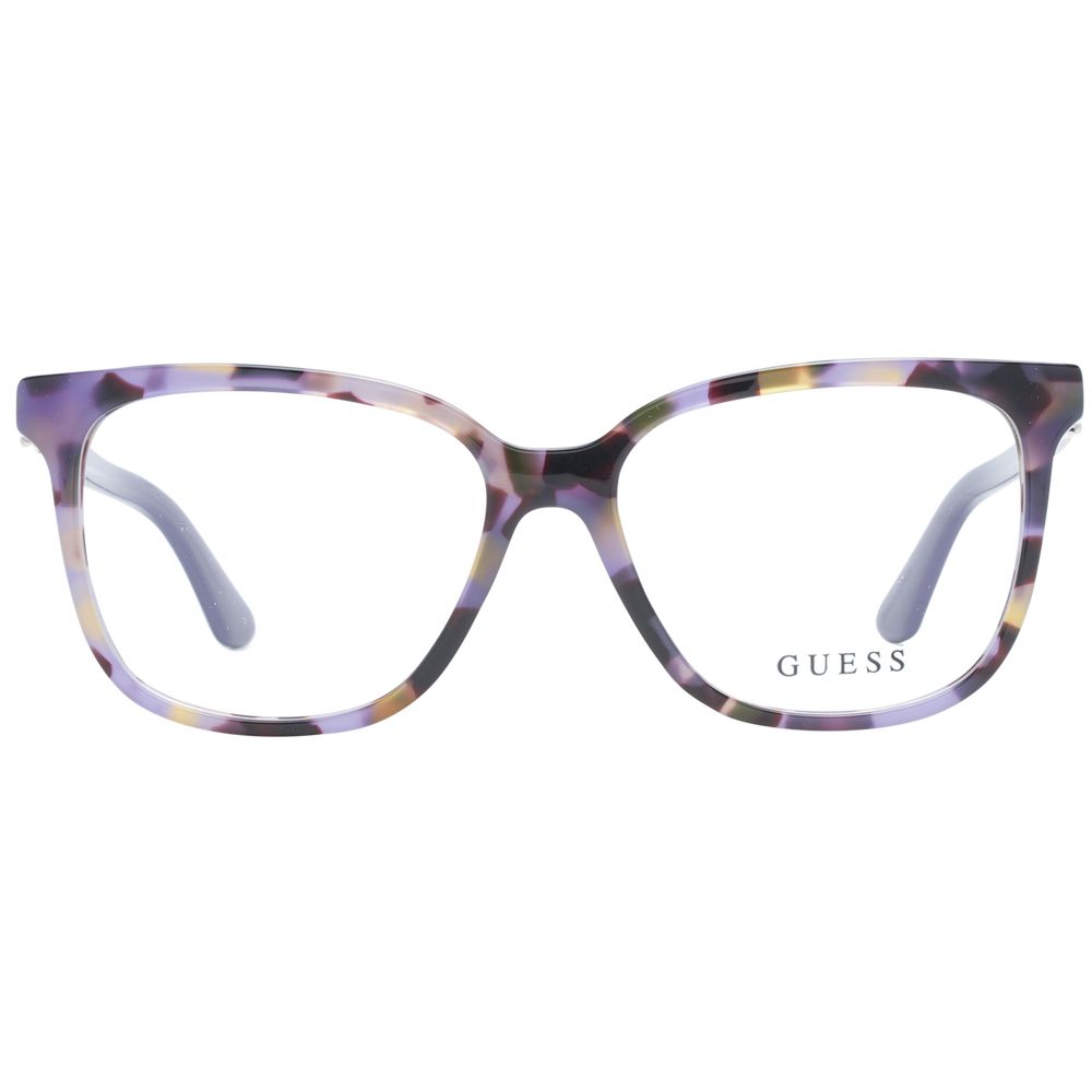 Alt Tag: Guess Purple Women Glasses Frame with full-rim plastic frame and square style, includes branded case.