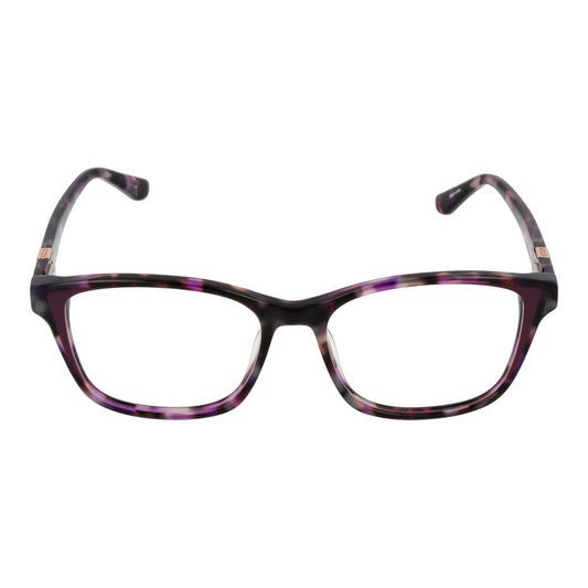 Guess Purple Women Glasses Frame, full-rim rectangle style, purple plastic frame, demo lenses, size 58-16-140, branded case included.