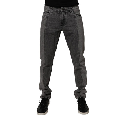 Dolce & Gabbana Two Tone Gray Cotton Denim Jeans
