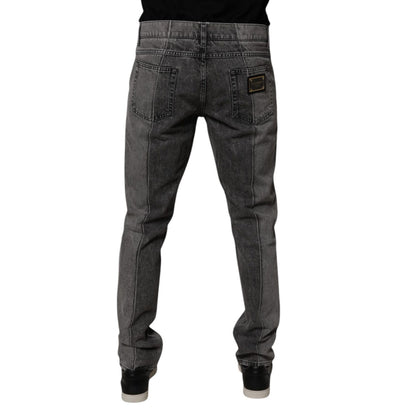 Dolce & Gabbana Two Tone Gray Cotton Denim Jeans