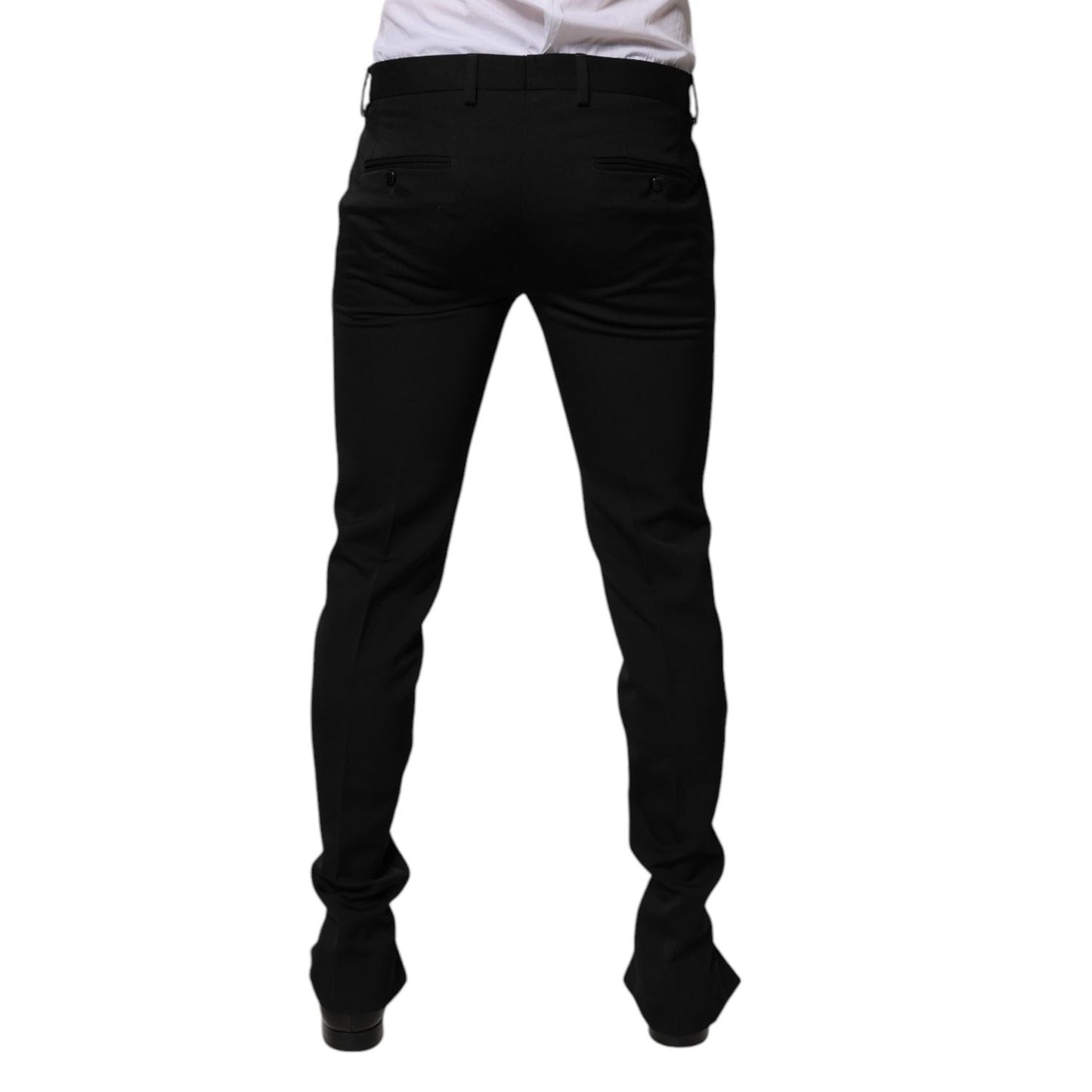 Dolce & Gabbana Black Wool Tapered Formal Dress Pants