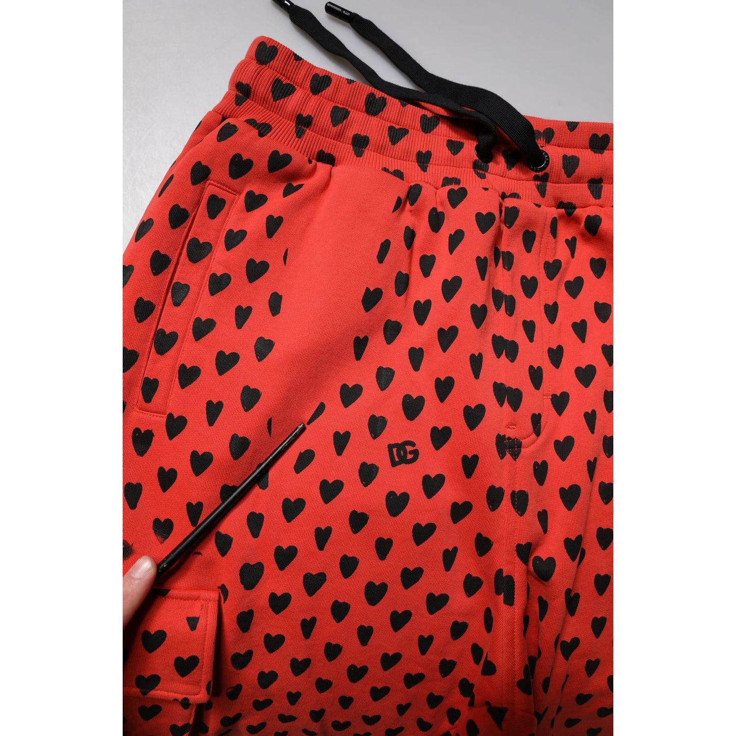 Dolce & Gabbana Red Hearts Cargo Jogger Men Sweatpants Pants