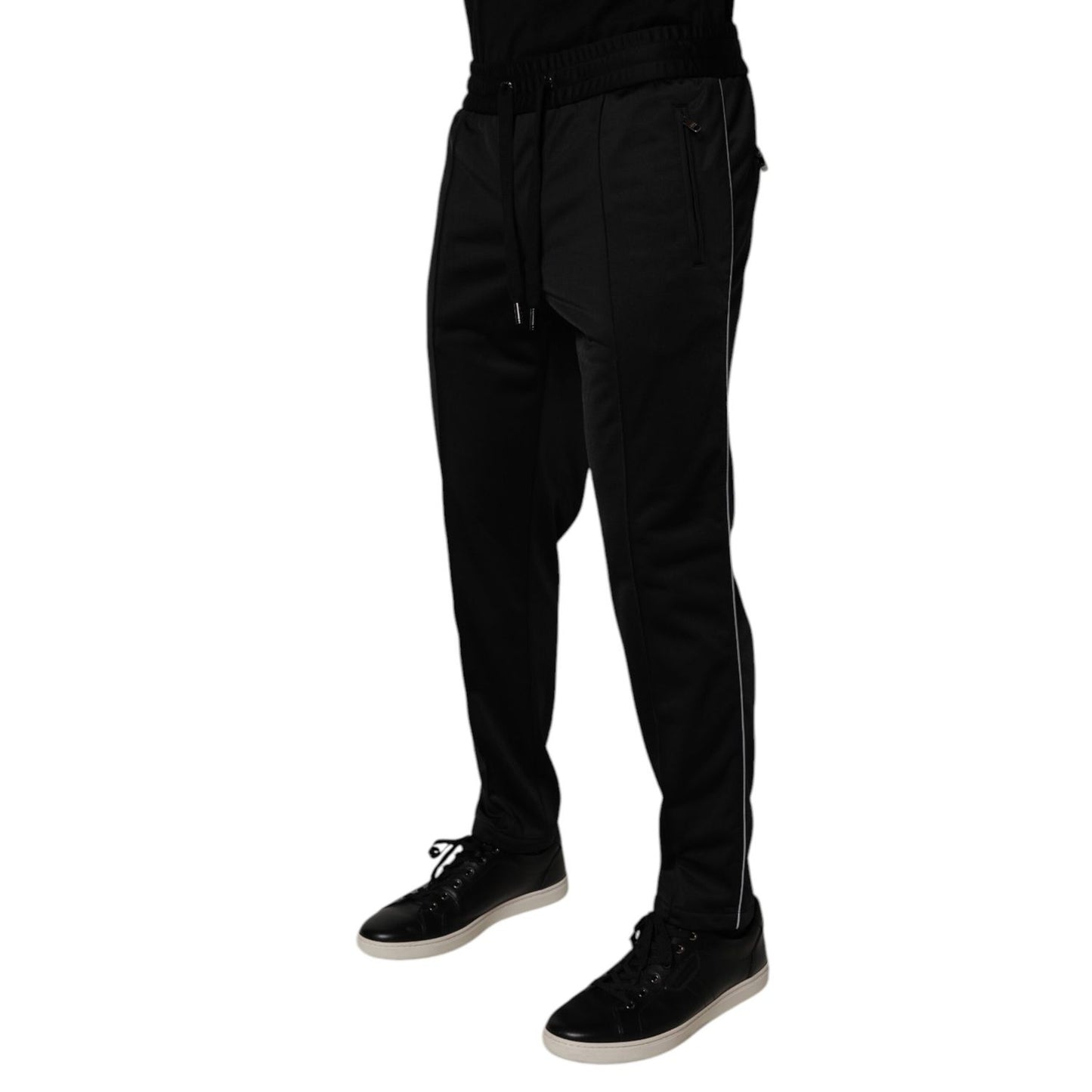 Dolce & Gabbana Black Polyester Men Jogger Sweatpants Pants