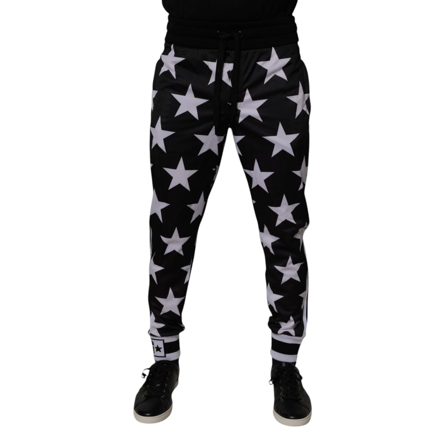 Dolce & Gabbana Black White Stars Jogger Men Sweatpants Pants