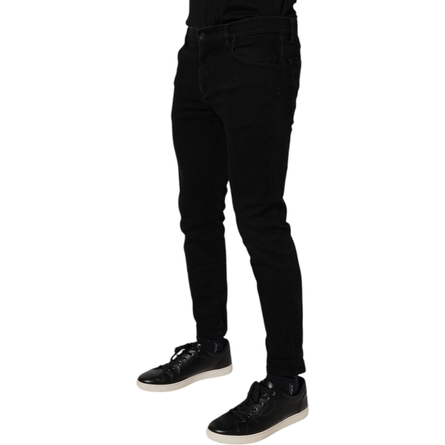 Dolce & Gabbana Black Cotton Stretch Skinny Men Denim Jeans
