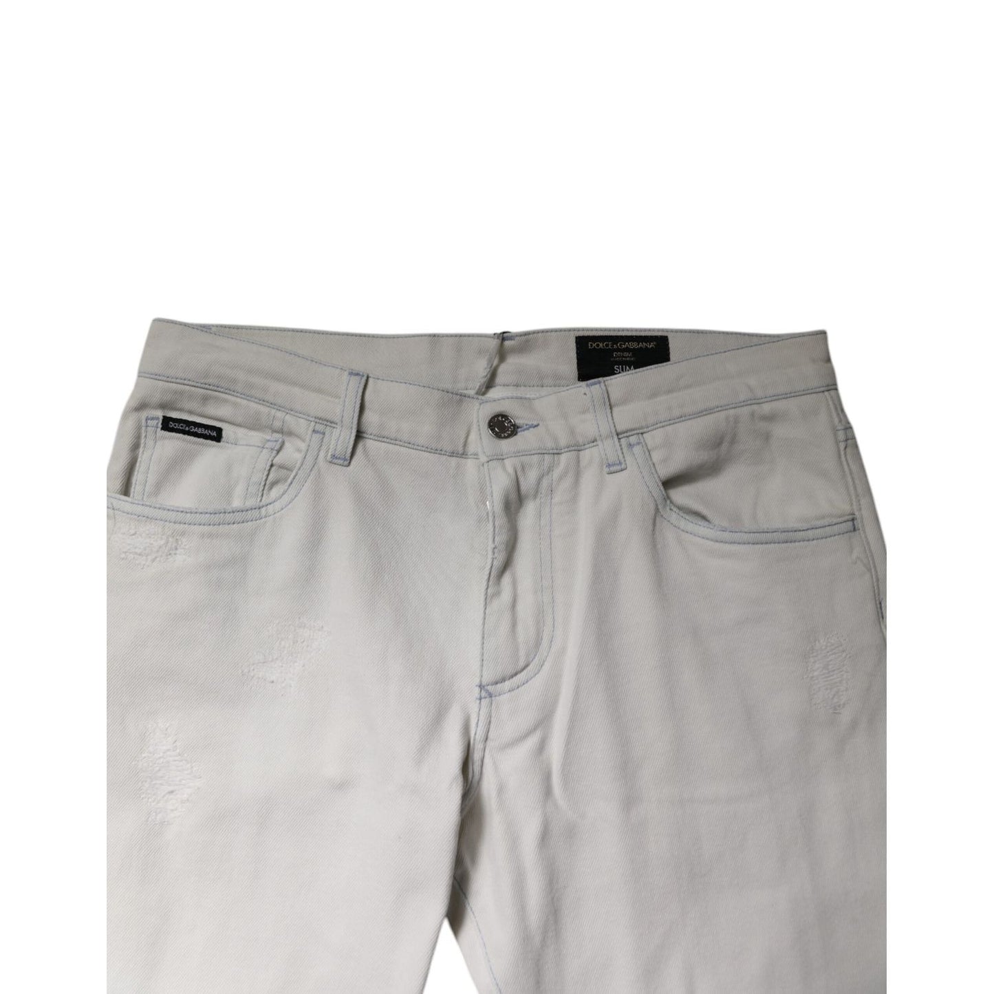 Dolce & Gabbana White Cotton Stretch Skinny Slim Denim Jeans