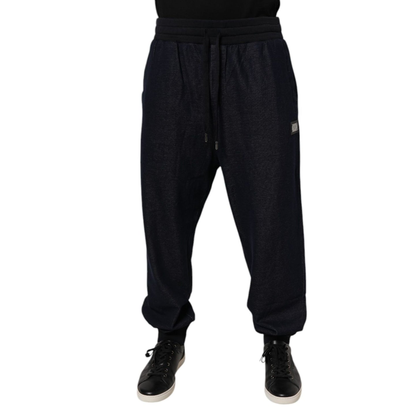 Dolce & Gabbana Black Jacquard Cotton Jogger Sweatpants Pants