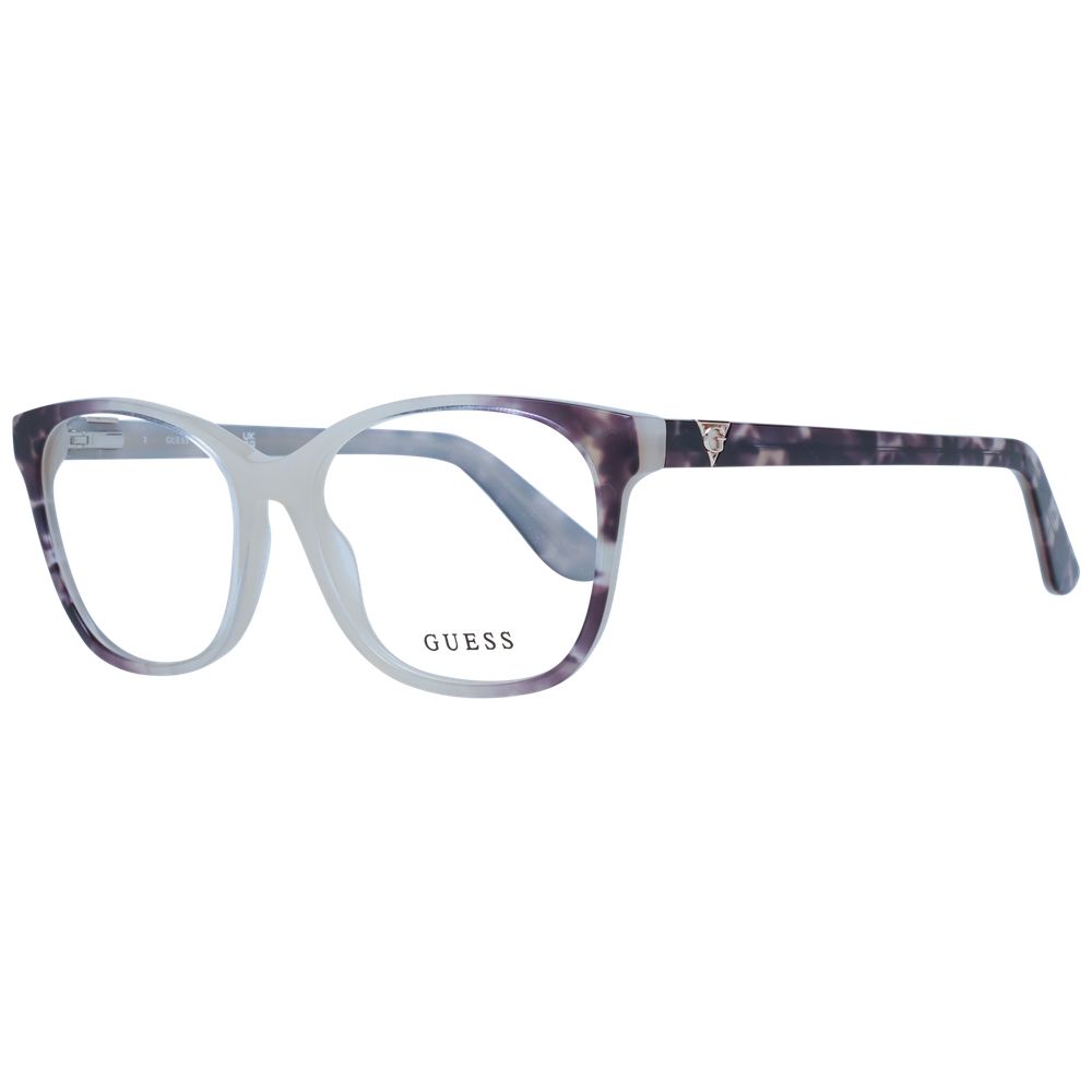 Guess White Women Glasses Frame in acetate with demo lenses, featuring butterfly style, full-rim, and branded case, size 53-15-140.