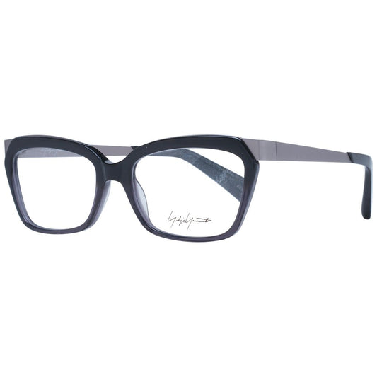 Yohji Yamamoto Black Women Glasses Frame, acetate full-rim rectangular style, black color, size 54-17-140, with demo lenses.