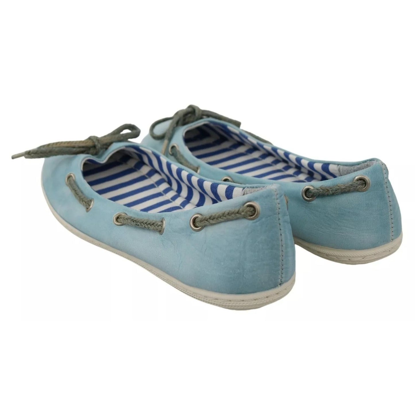 Pantofola D'Oro Sky Blue Suede Lace Bow Loafers Ballet Flat Shoes