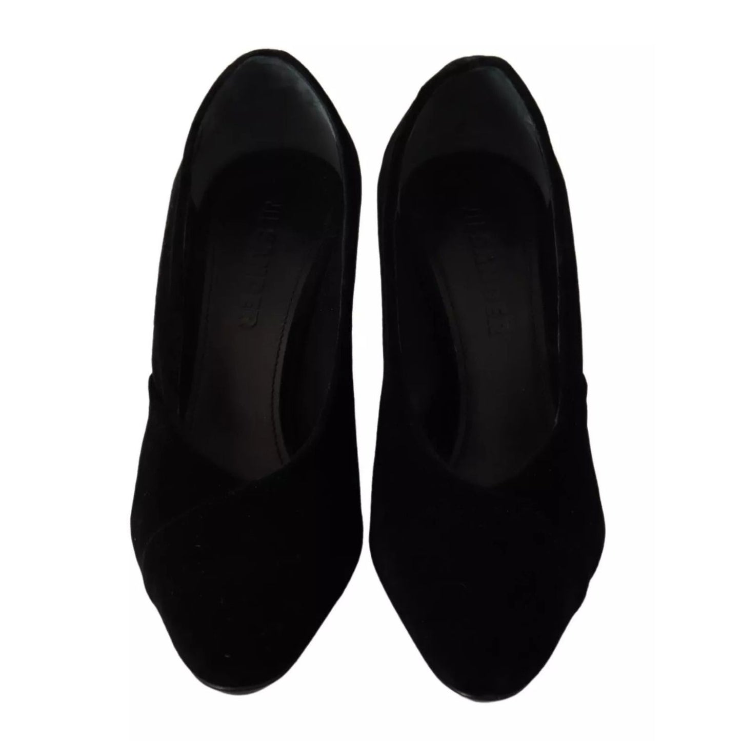 Jil Sander Black Leather Suede Block Heels Pumps Shoes