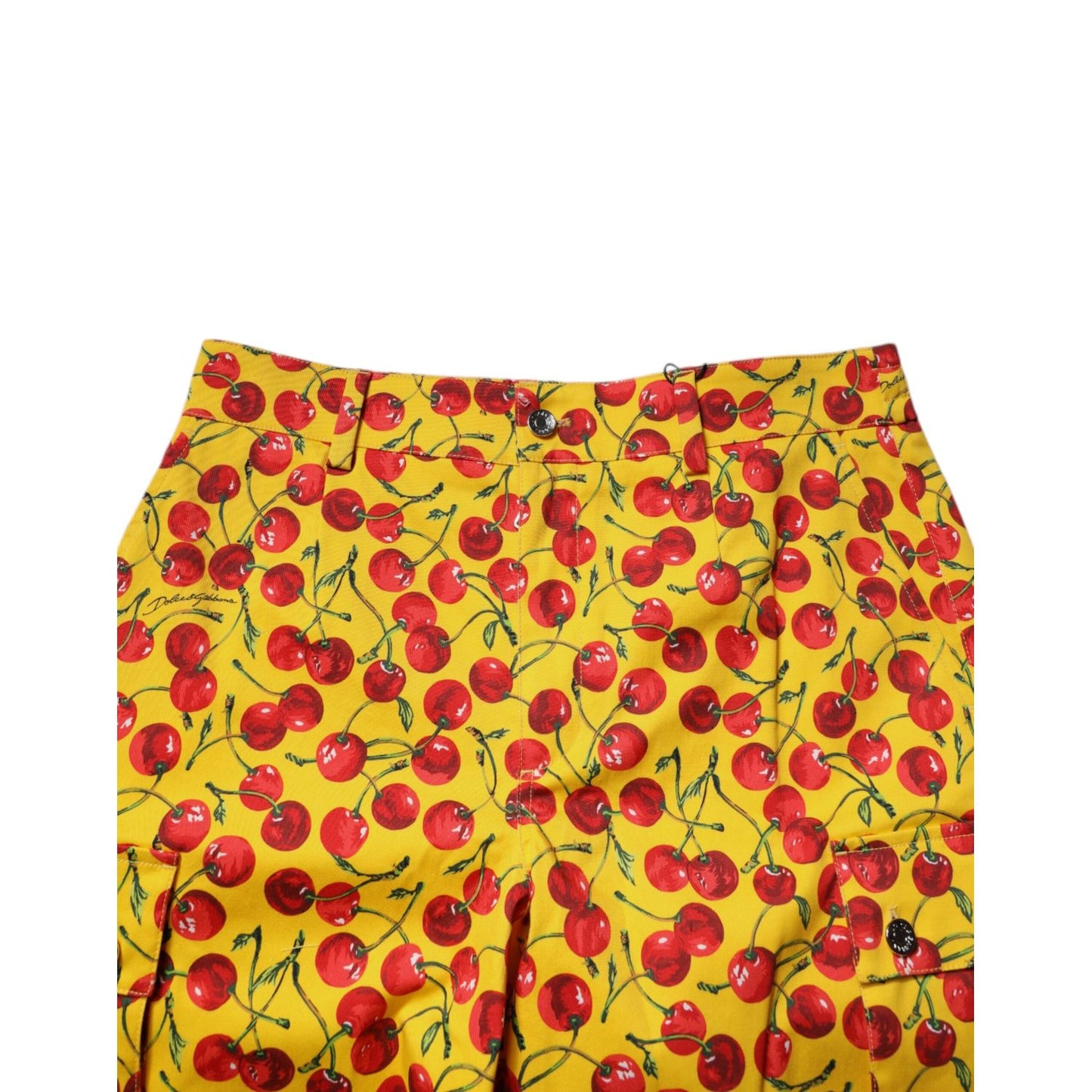 Dolce & Gabbana Yellow Cherry Print Cotton Men Bermuda Shorts
