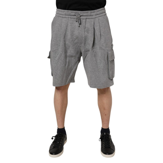 Dolce & Gabbana Gray Cotton Cargo Bermuda Sweatshorts Shorts