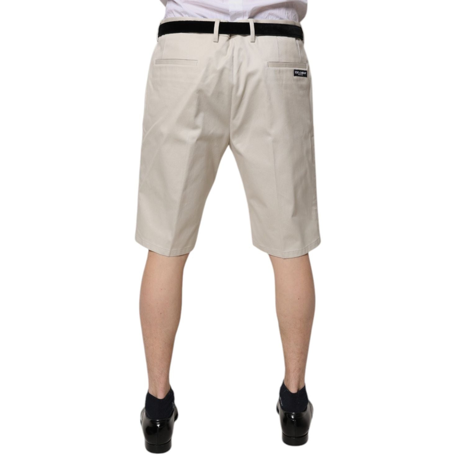 Dolce & Gabbana Beige Cotton Stretch Mid Waist Bermuda Shorts