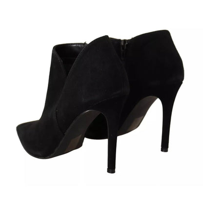 Steve Madden Black Suede Leather Stiletto Heels Boots Shoes
