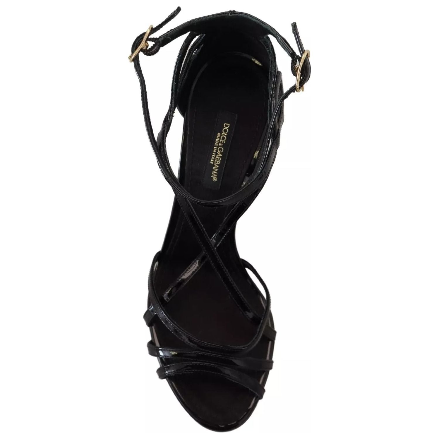 Dolce & Gabbana Black Leather Stiletto Heels Sandals Shoes