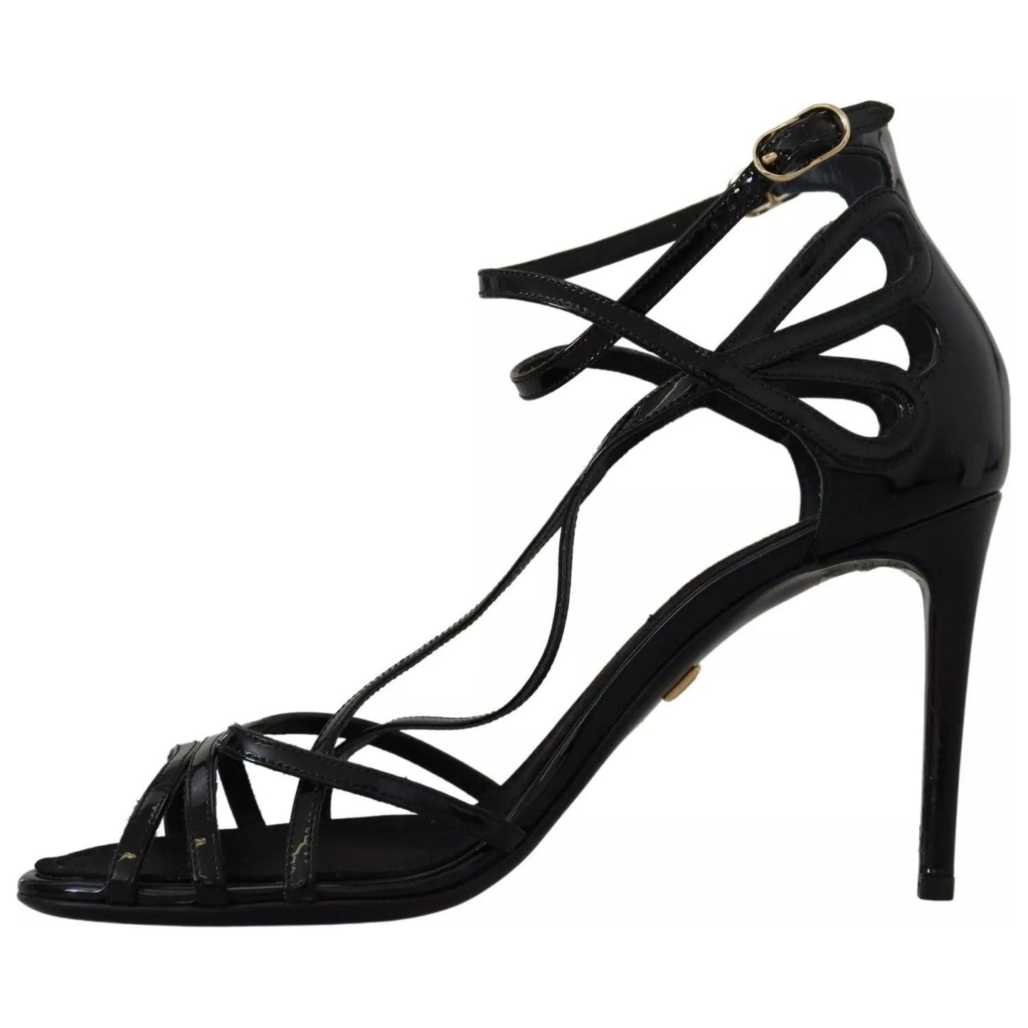 Dolce & Gabbana Black Leather Stiletto Heels Sandals Shoes