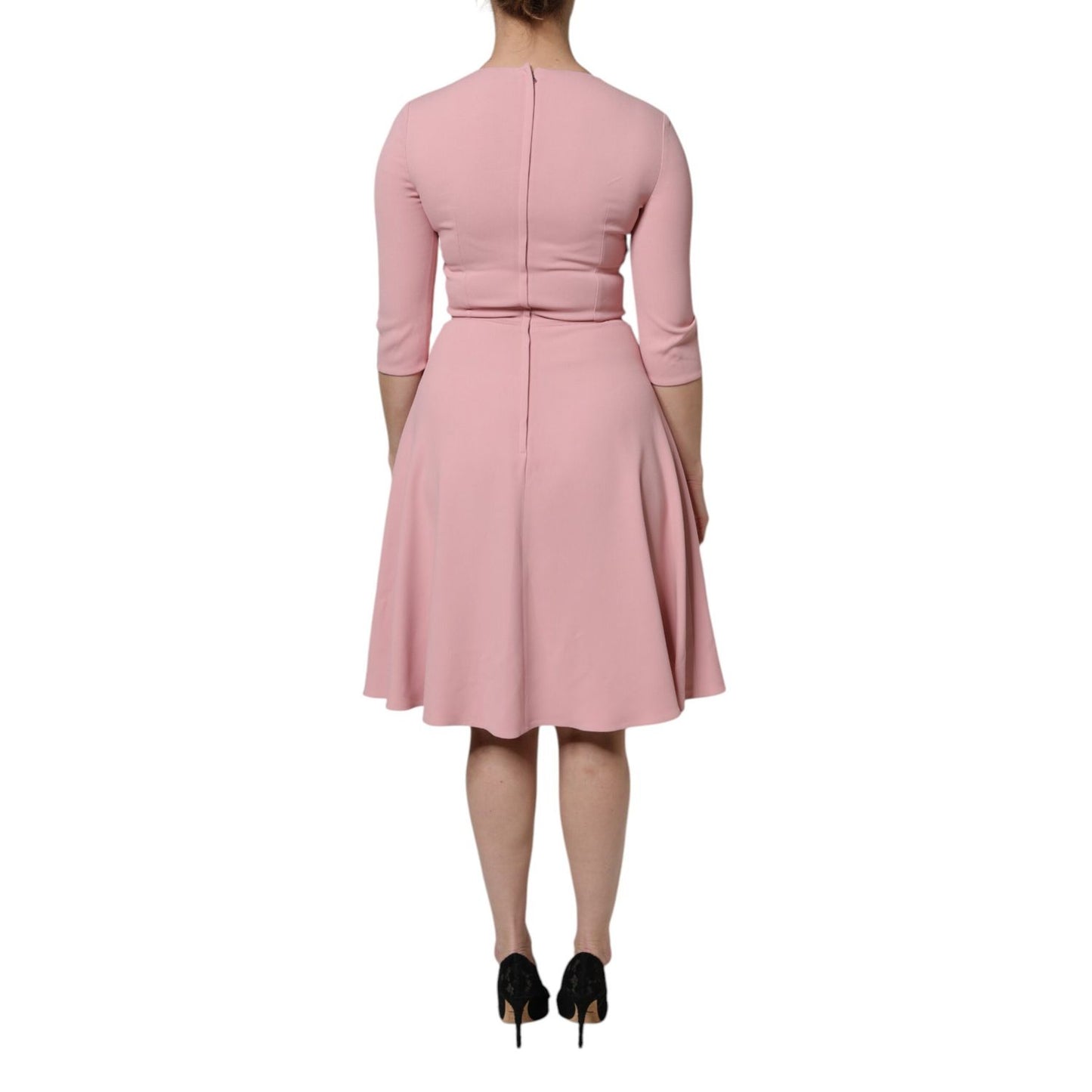 Dolce & Gabbana Pink A-line Flare Viscose 3/4 Sleeves Dress