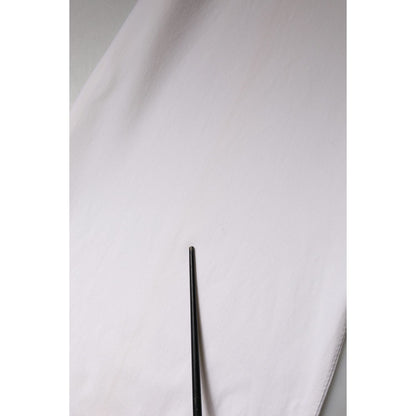 Dolce & Gabbana White Wool Mid Waist Wide Leg Pants