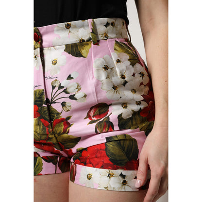Dolce & Gabbana Pink Floral Print High Waist Hotpants Short