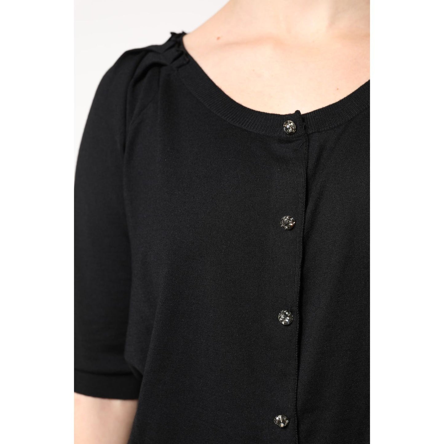 Dolce & Gabbana Black Button Down Short Sleeve Blouse Top