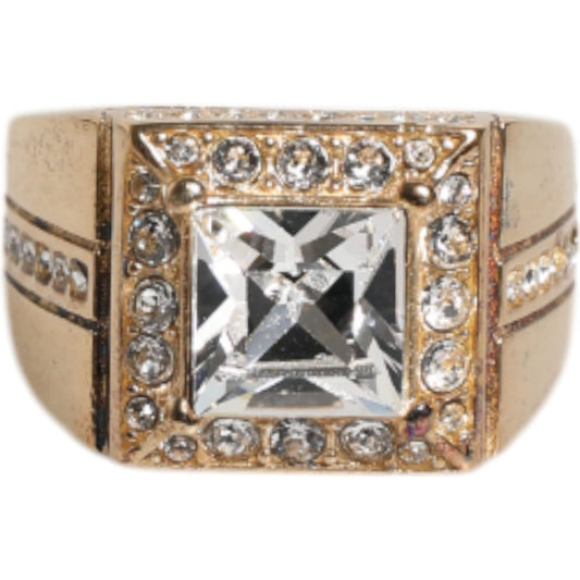 Dolce & Gabbana Gold Tone Sterling Silver 925 Crystals Ring SMY10439-58
