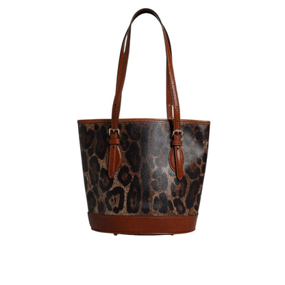 Dolce & Gabbana Brown Leopard Leather Shoulder Strap Tote Bag