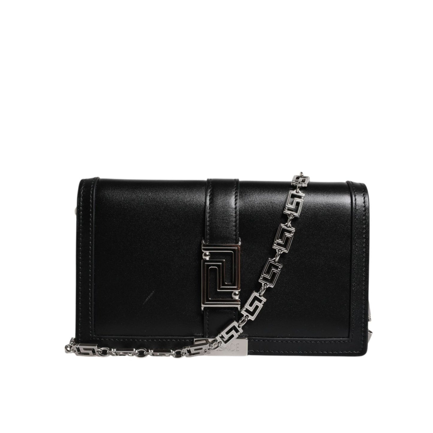 Versace Black Calfskin Leather Chain Strap Shoulder Crossbody Bag