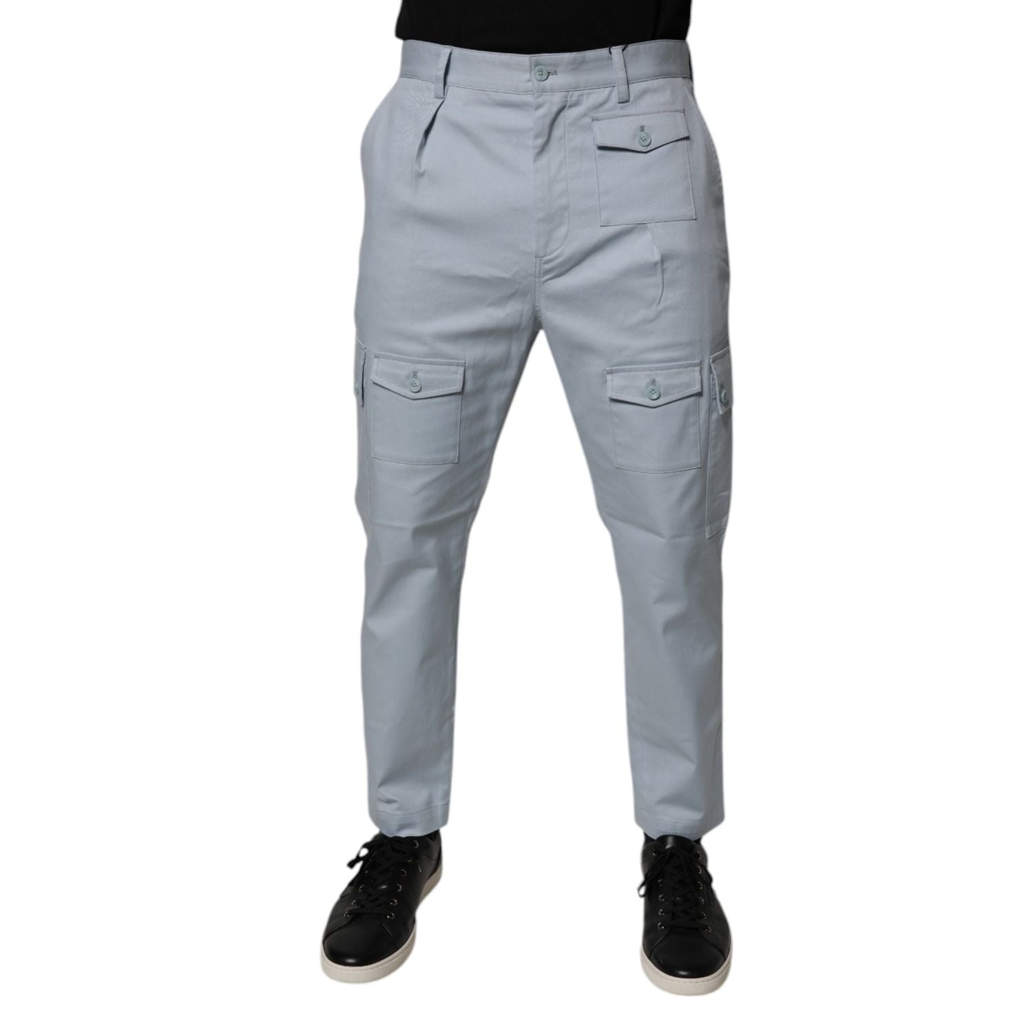 Dolce & Gabbana Light Blue Cotton Cargo Tapered Pants
