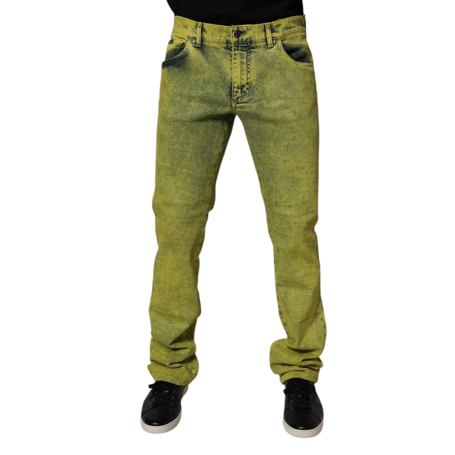 Dolce & Gabbana Yellow Cotton Stretch Skinny Men Denim Jeans