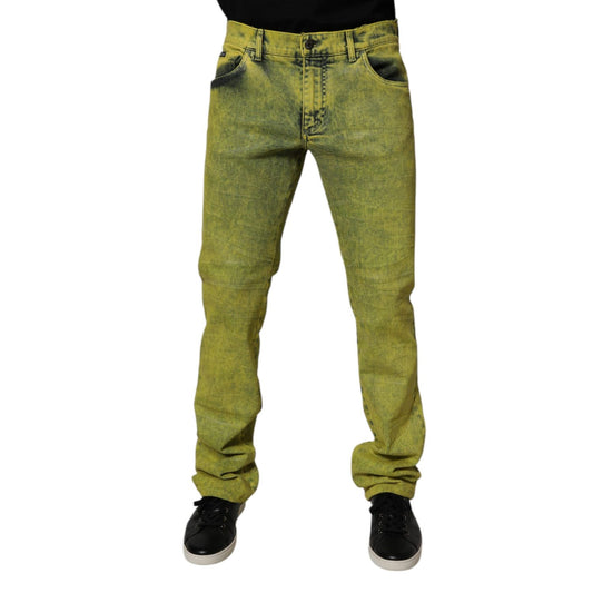 Dolce & Gabbana Yellow Cotton Stretch Skinny Men Denim Jeans