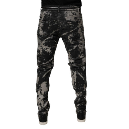 Dolce & Gabbana Black Tie Dye Cotton Skinny Zip Denim Jeans
