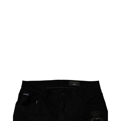 Dolce & Gabbana Black Sacred Heart Cotton Skinny Denim Jeans