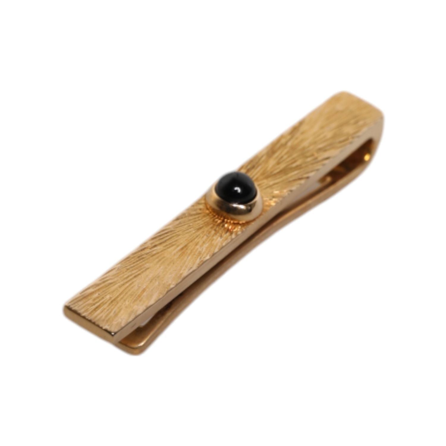 Dolce & Gabbana Black Sapphire Gold Tone Brass Tie Clip Bar