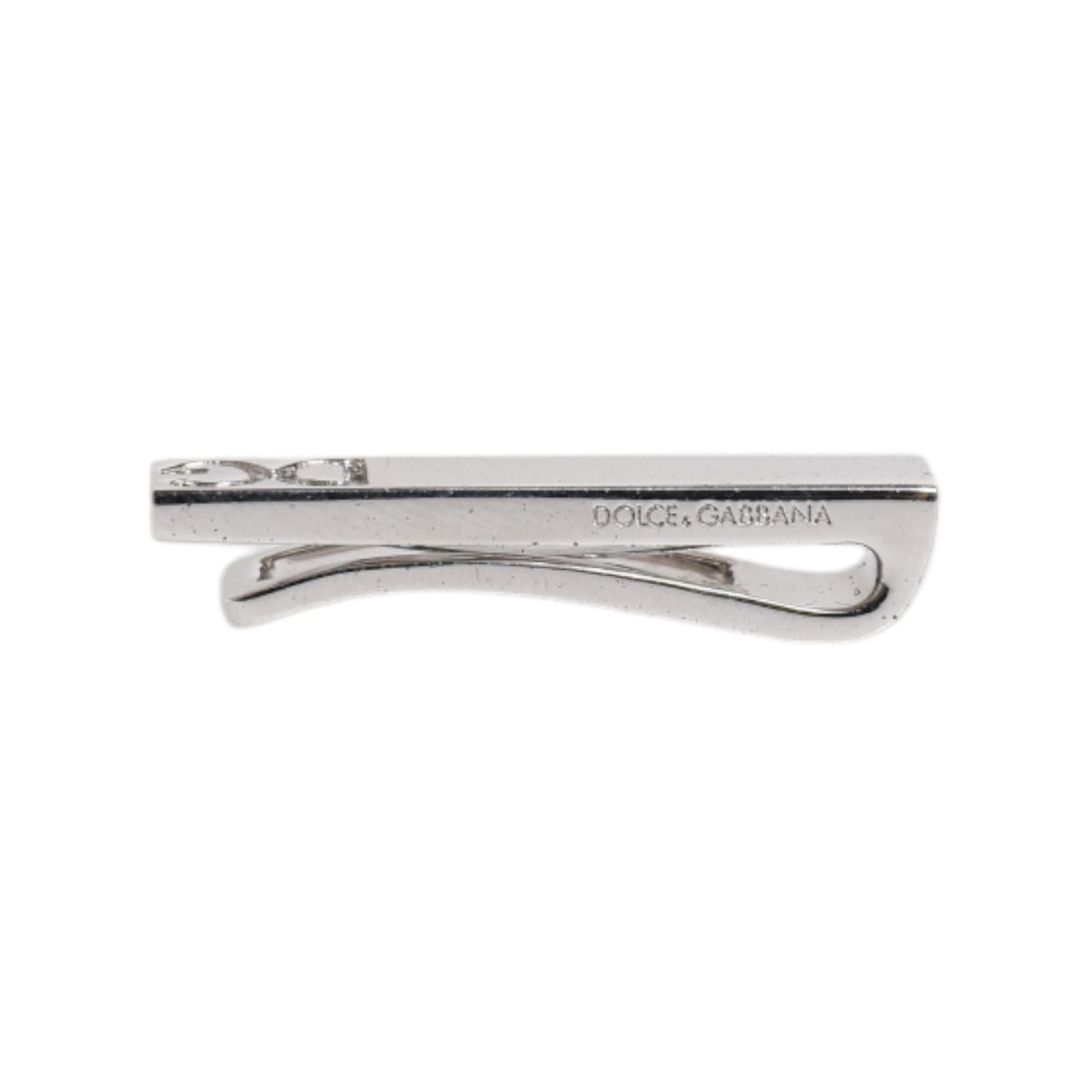 Dolce & Gabbana Silver Tone Brass Logo Branded Tie Clip Bar