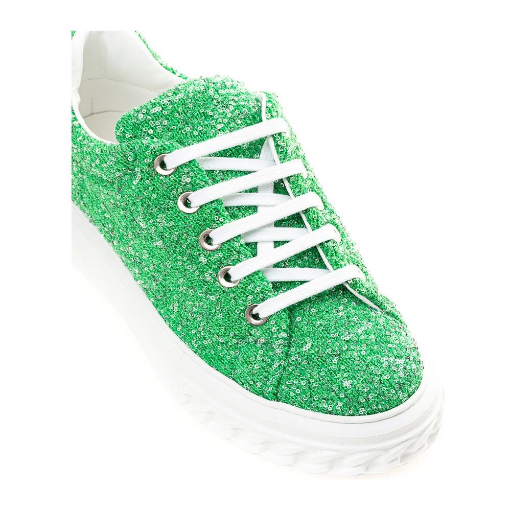 Casadei Green Fabric And Leather Athletic Sneakers