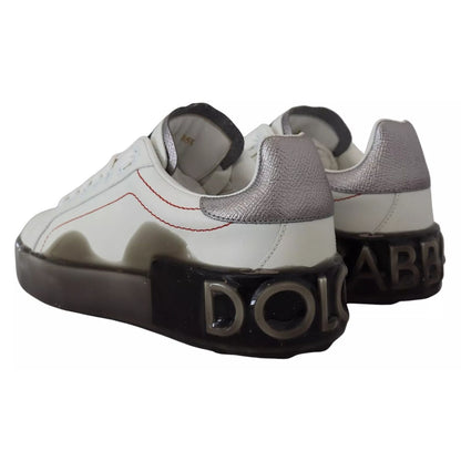 Dolce & Gabbana White Leather Portofino Sneakers Shoes
