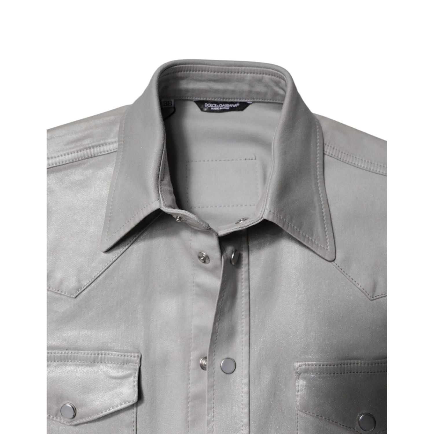 Dolce & Gabbana Metallic Gray Cotton Button Down Shirt