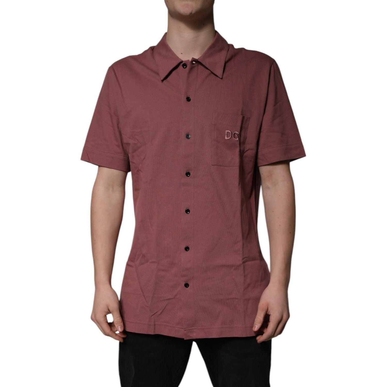 Dolce & Gabbana Dark Pink Button Down Casual Polo Men Shirt