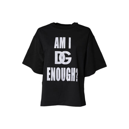 Dolce & Gabbana Black Printed Cotton Crew Neck Tee T-shirt