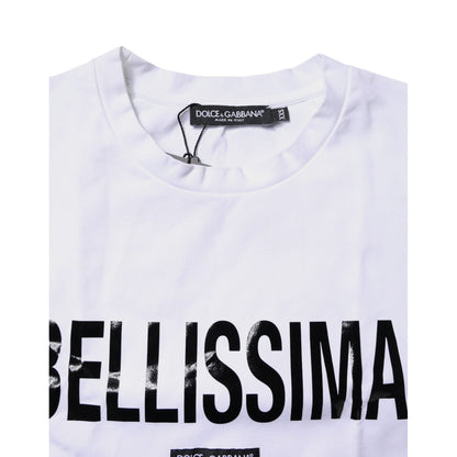 Dolce & Gabbana White Bellissima Cotton Crew Neck T-shirt
