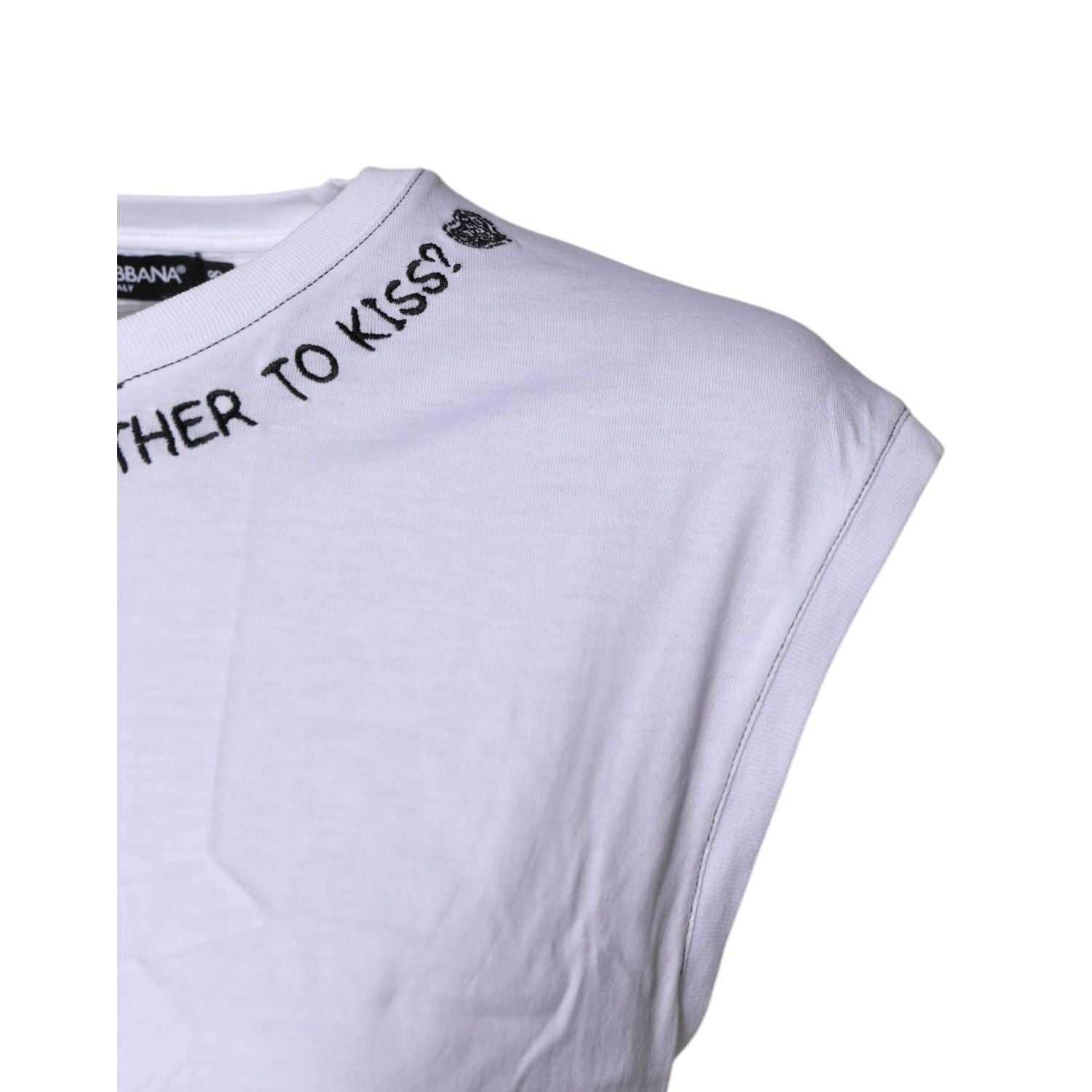 Dolce & Gabbana White Cotton Sleeveless Printed Tank T-shirt